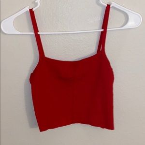Red crop tank top